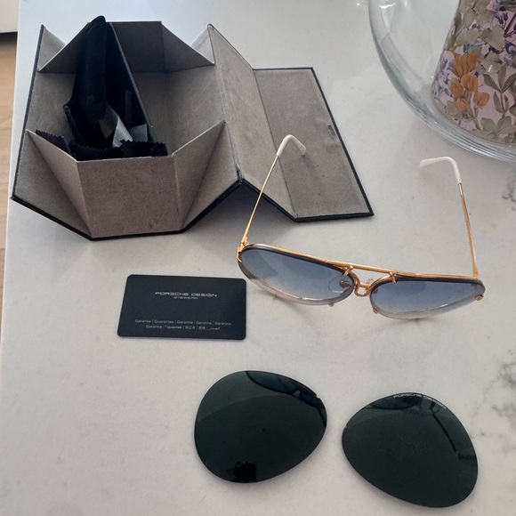 Porsche Design Gold Frame Sunglasses with Blue Lenses - Picture 7 of 7